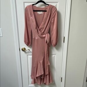 Gal Meets Glam Elegant Pink Wrap Dress